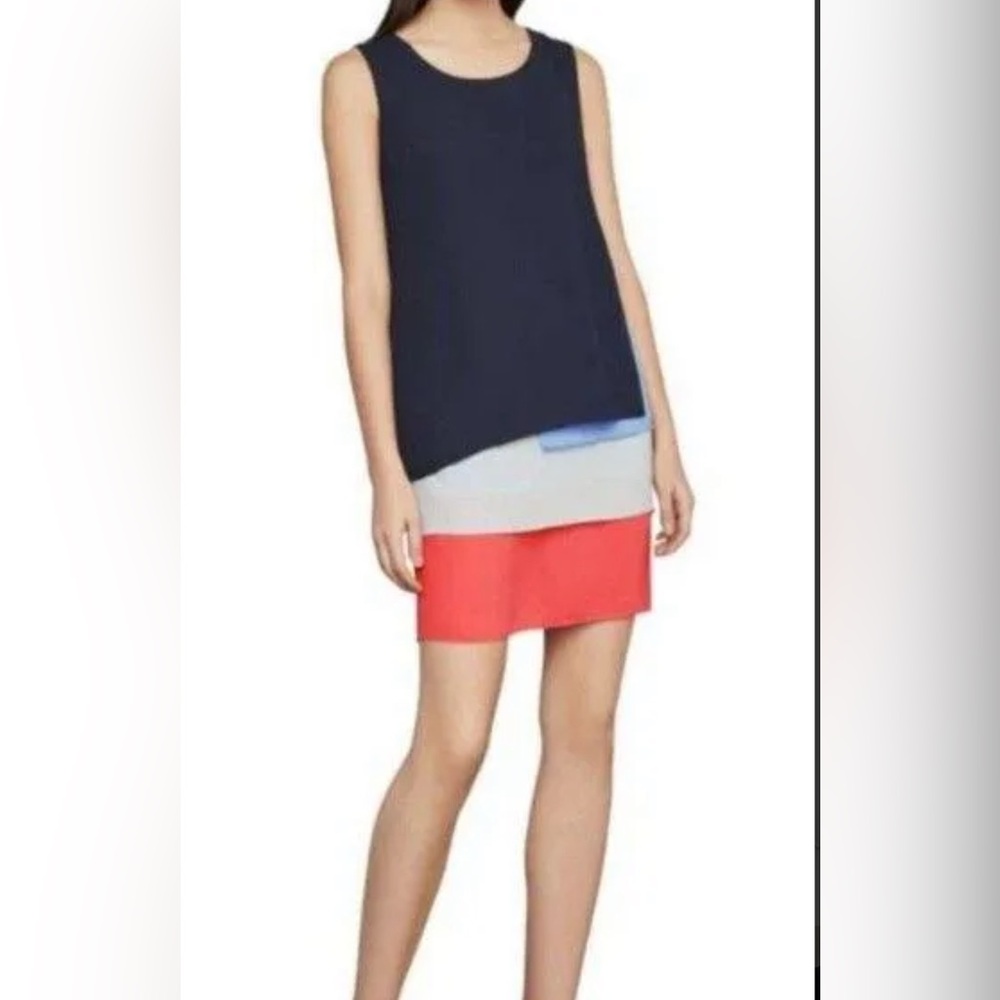 BCBGMAXAZRIA Haley Dress Multicolor Sleeveless Asymmetrical Back Zip women’s 6